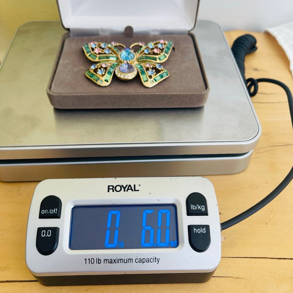 Vtg Nolan Miller Gold-P Butterfly Crystal Rhinestone Brooch Glam Coll Hollywood - Picture 7 of 15